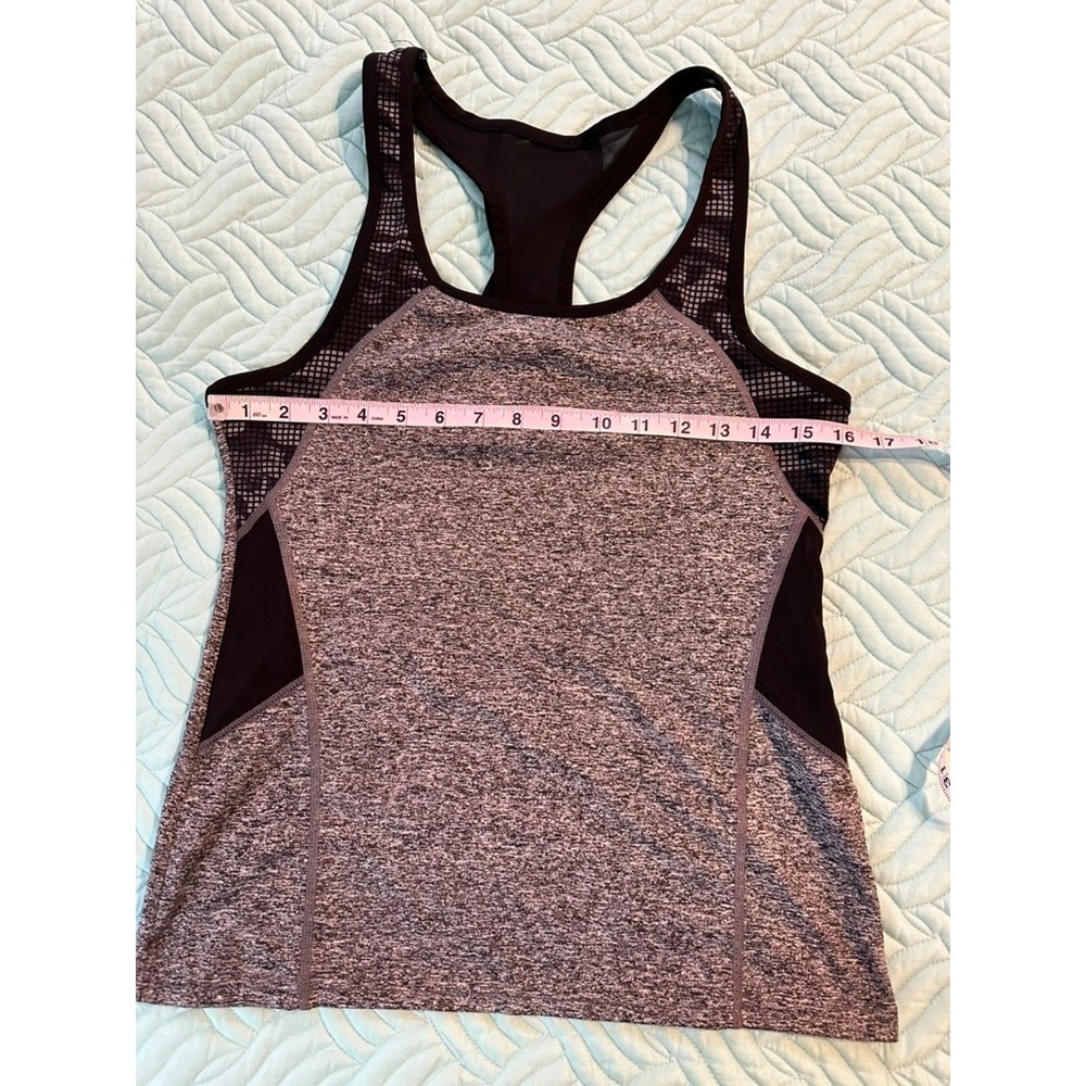 Space Dye Mesh Racerback Activewear Tank Top Heather Gray Black L/XL RN148903 - Picture 3 of 6